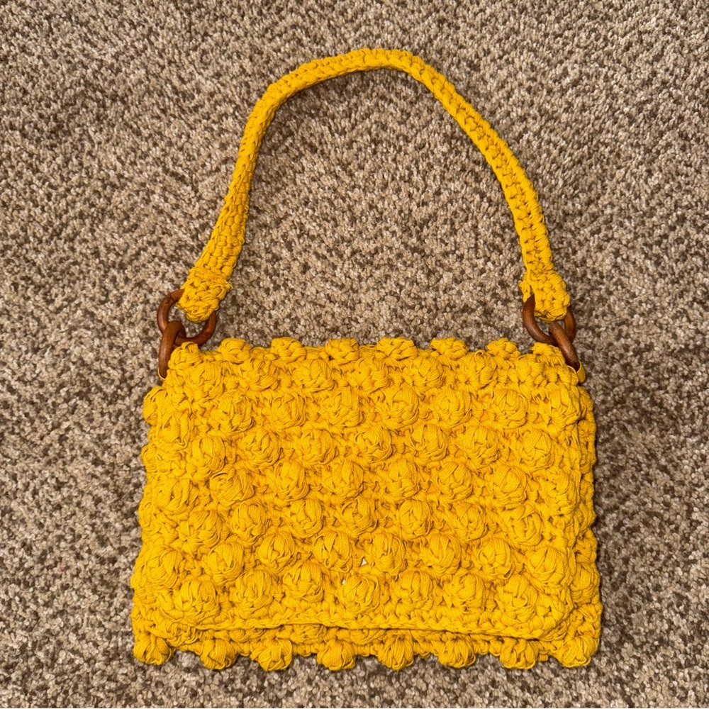 Zara Summer Deep Yellow Crochet Handbag